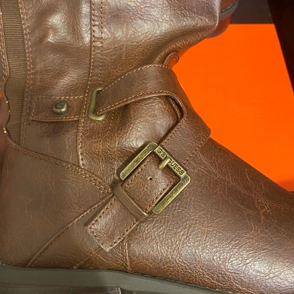 Guess wide calf brown dress boots